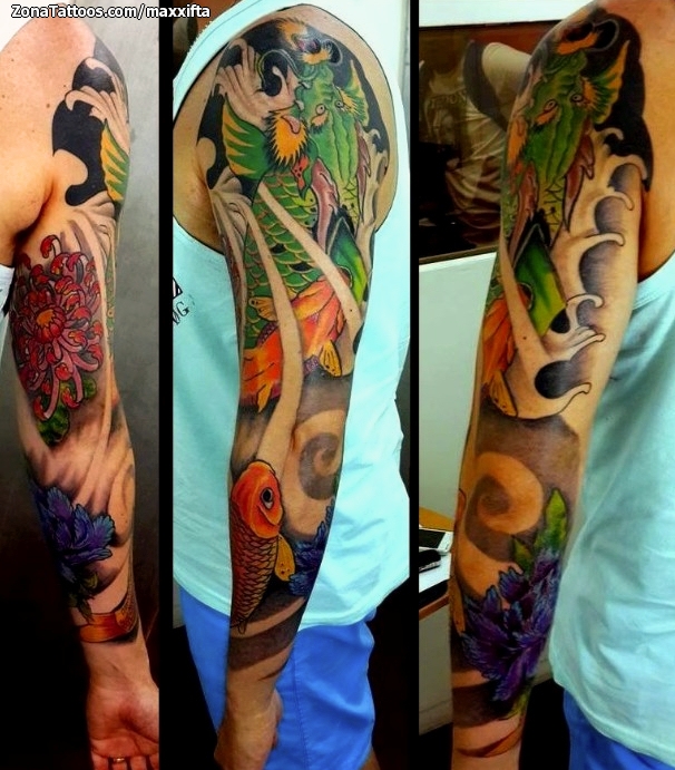 Tatuaje de Dragones, Orientales, Mangas