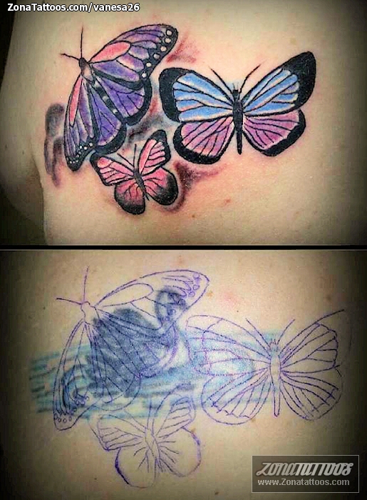 Tatuaje de Cover Up, Mariposas, Insectos