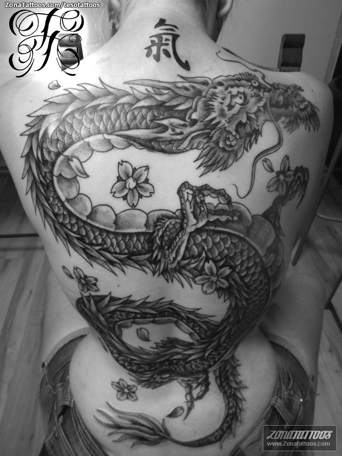 dragon back tattoos male